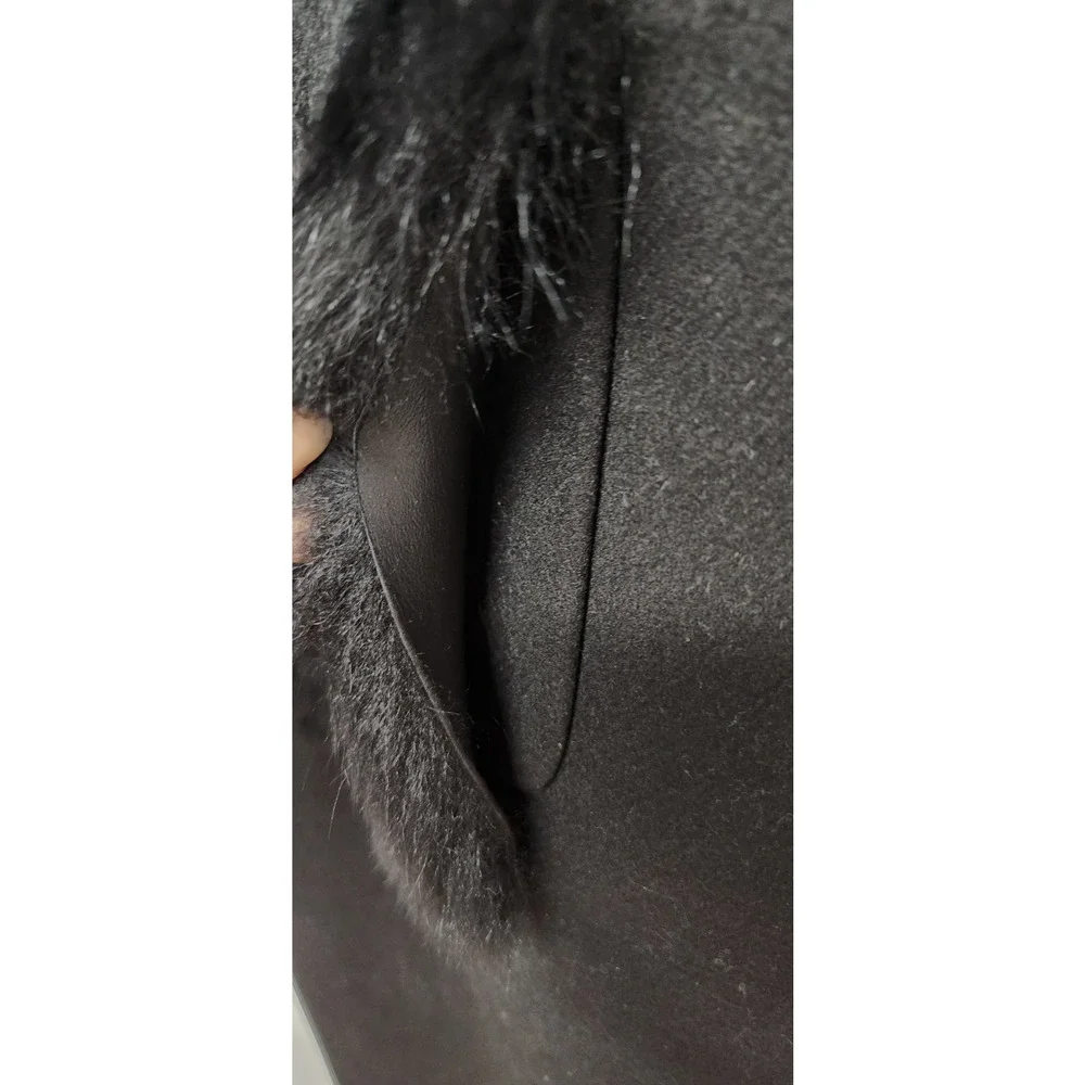 Kobi Halperin Women's Channing Genuine Shearling Trim Black Wool Blend Coat, Sm - Picture 5 of 15